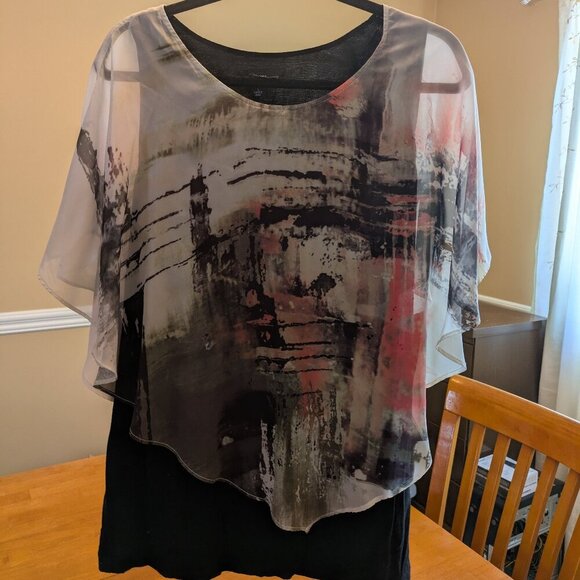 AGB Abstract Print Sleeveless Blouse, Sz L - Picture 1 of 3